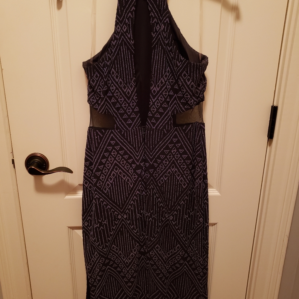 Dillard blue and white evening dress
